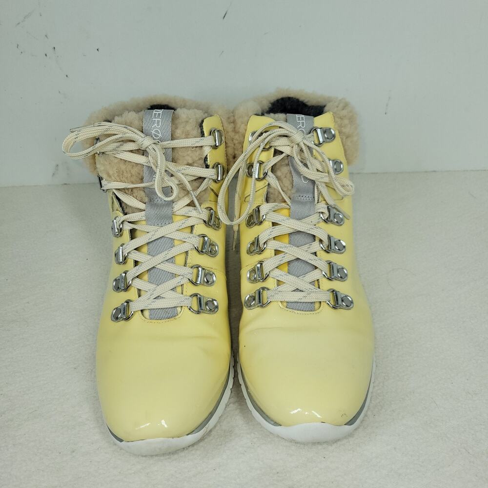Cole Haan Boots Womens 8 B Cream Zerogrand Patent Leather Sherpa Waterproof - Picture 2 of 12